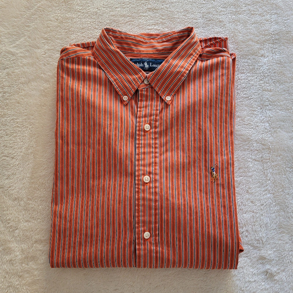 Ralph Lauren Classic Fit Striped Poplin Long-Sleeve Shirt, Men's Size XL - EUC - Picture 8 of 8